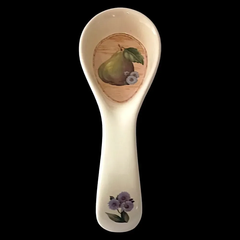 Certified International Windsor Pear Spoon‎ Rest Holder Pam Gladding Ceramic Vtg